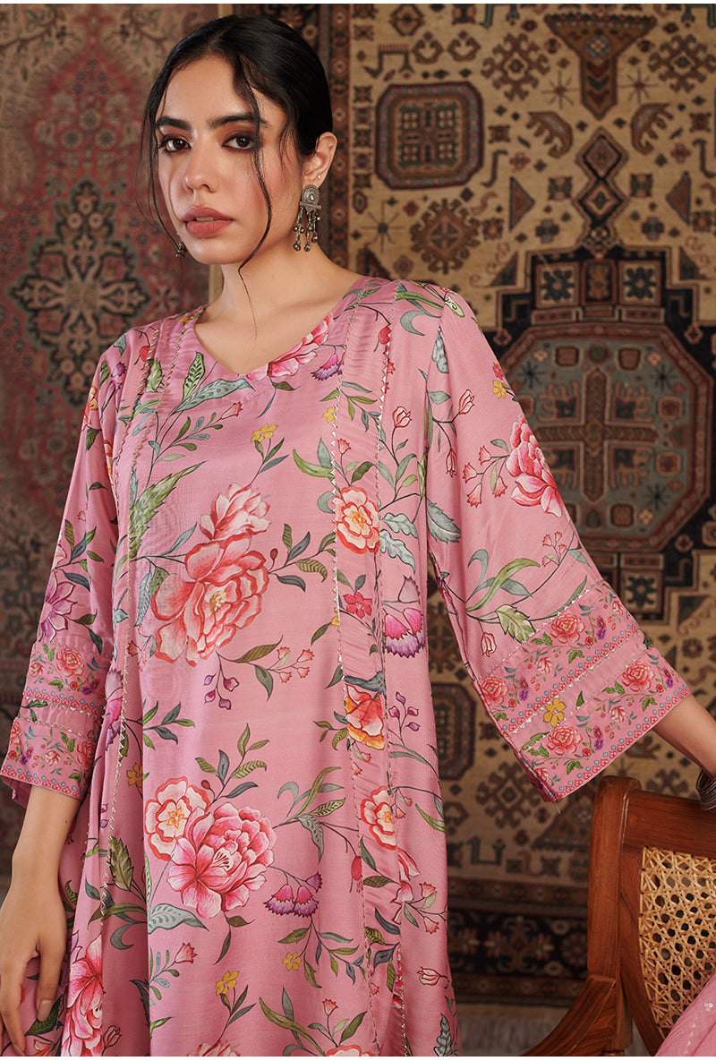 Old Rose Chintz Printed Aalam Kurta Set