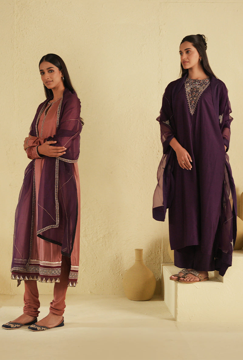 Old Rose Straight Cut Kurta Set