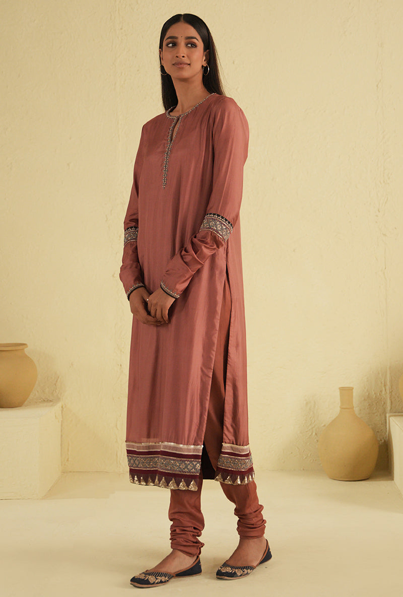 Old Rose Straight Cut Kurta Set