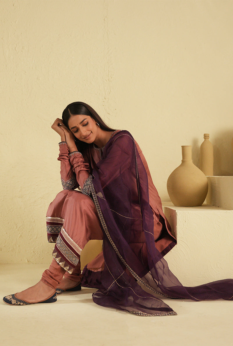 Old Rose Straight Cut Kurta Set