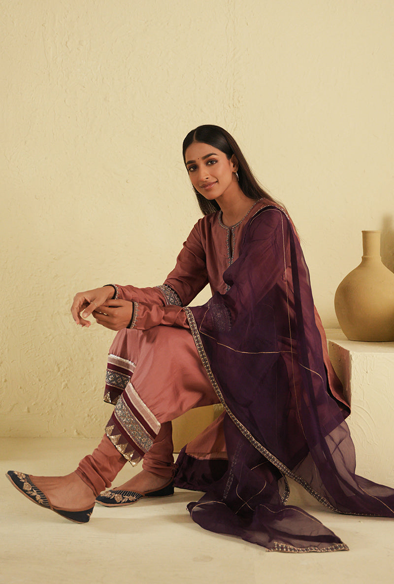 Old Rose Straight Cut Kurta Set