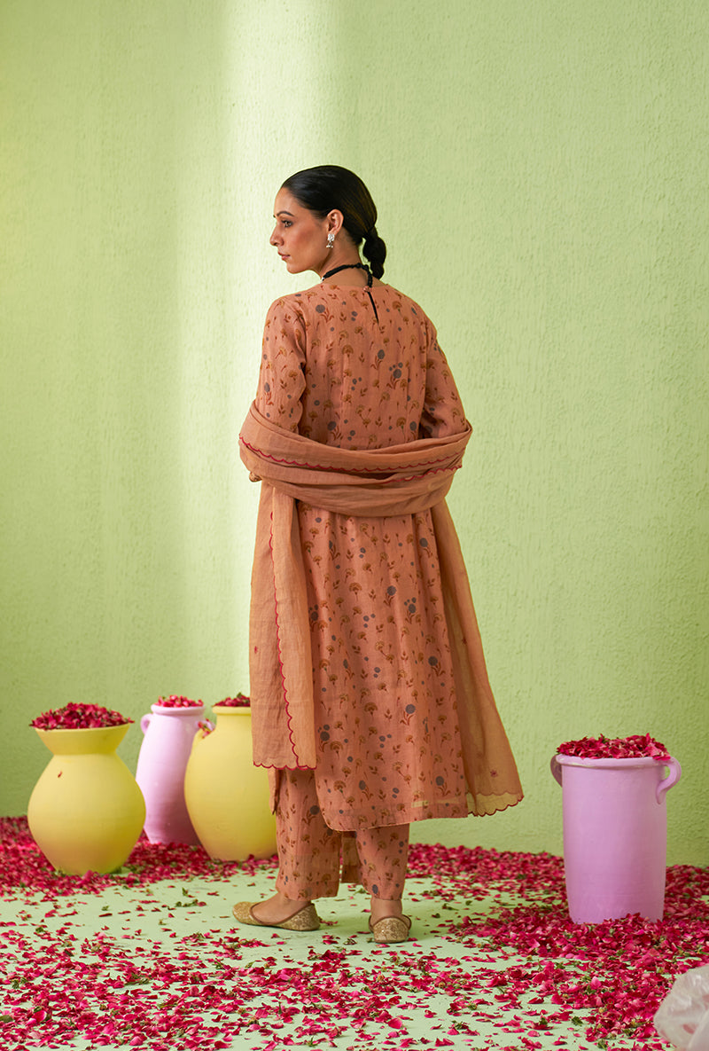 Peach Rose Butta Tara Kurta Set