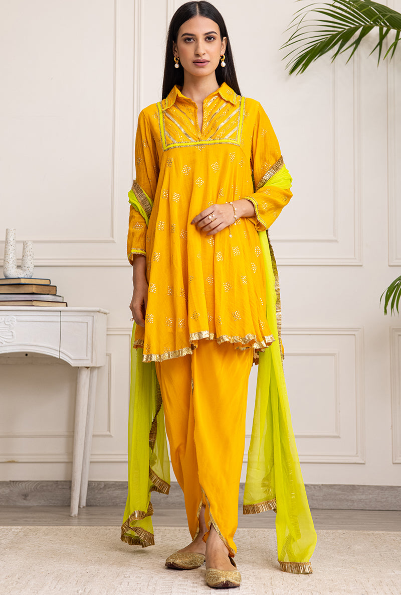 Yellow Collar Soha Salwar Set