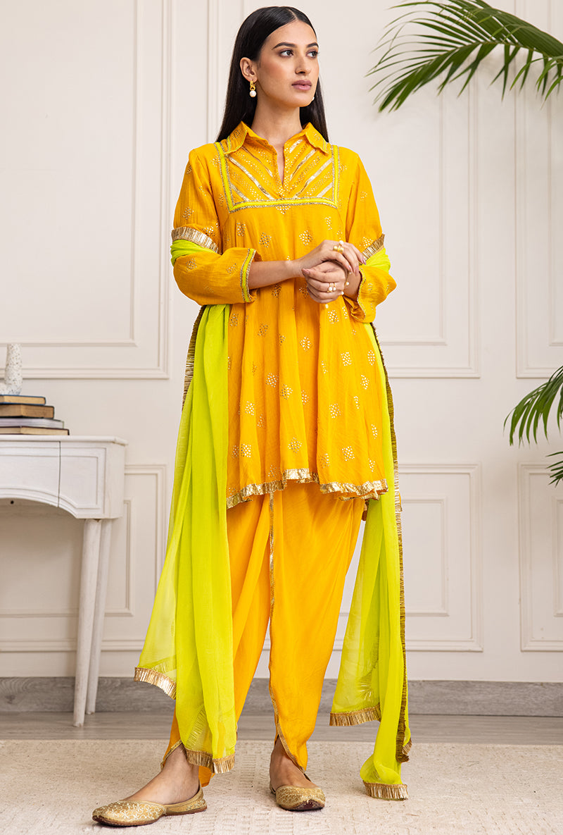 Yellow Collar Soha Salwar Set