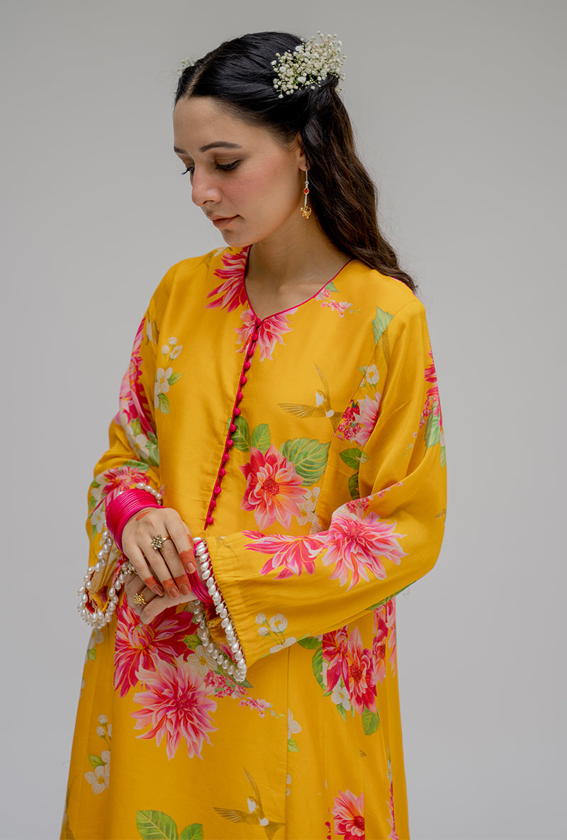 Yellow Printed Nyra Kurta Set