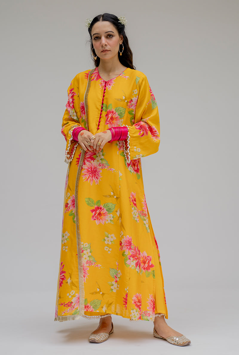 Yellow Printed Nyra Kurta Set