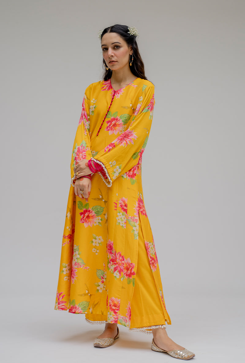 Yellow Printed Nyra Kurta Set