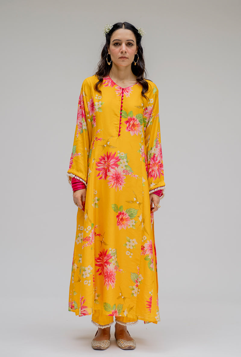 Yellow Printed Nyra Kurta Set