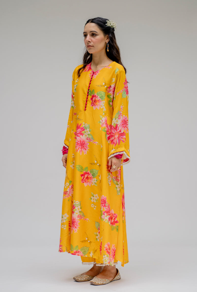 Yellow Printed Nyra Kurta Set