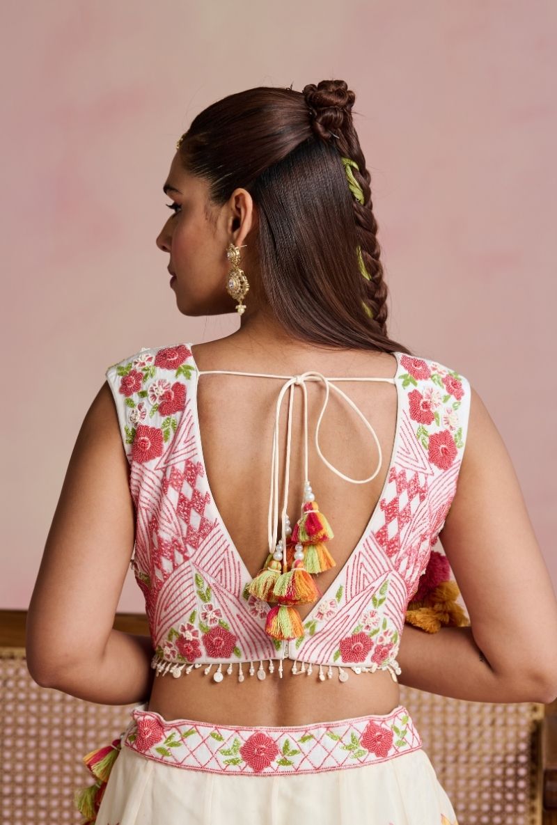 Multi Color Heavy Embroidered Blouse Amara Lehenga Set