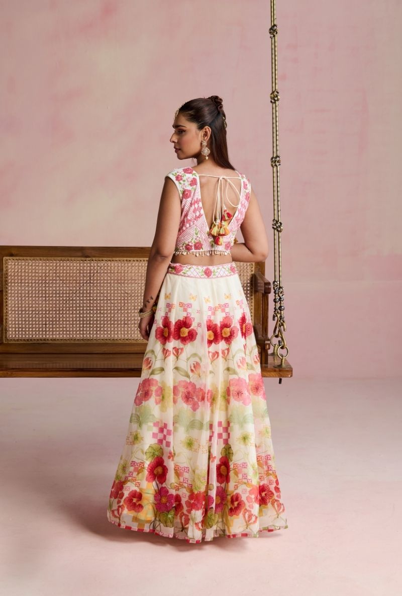 Multi Color Heavy Embroidered Blouse Amara Lehenga Set