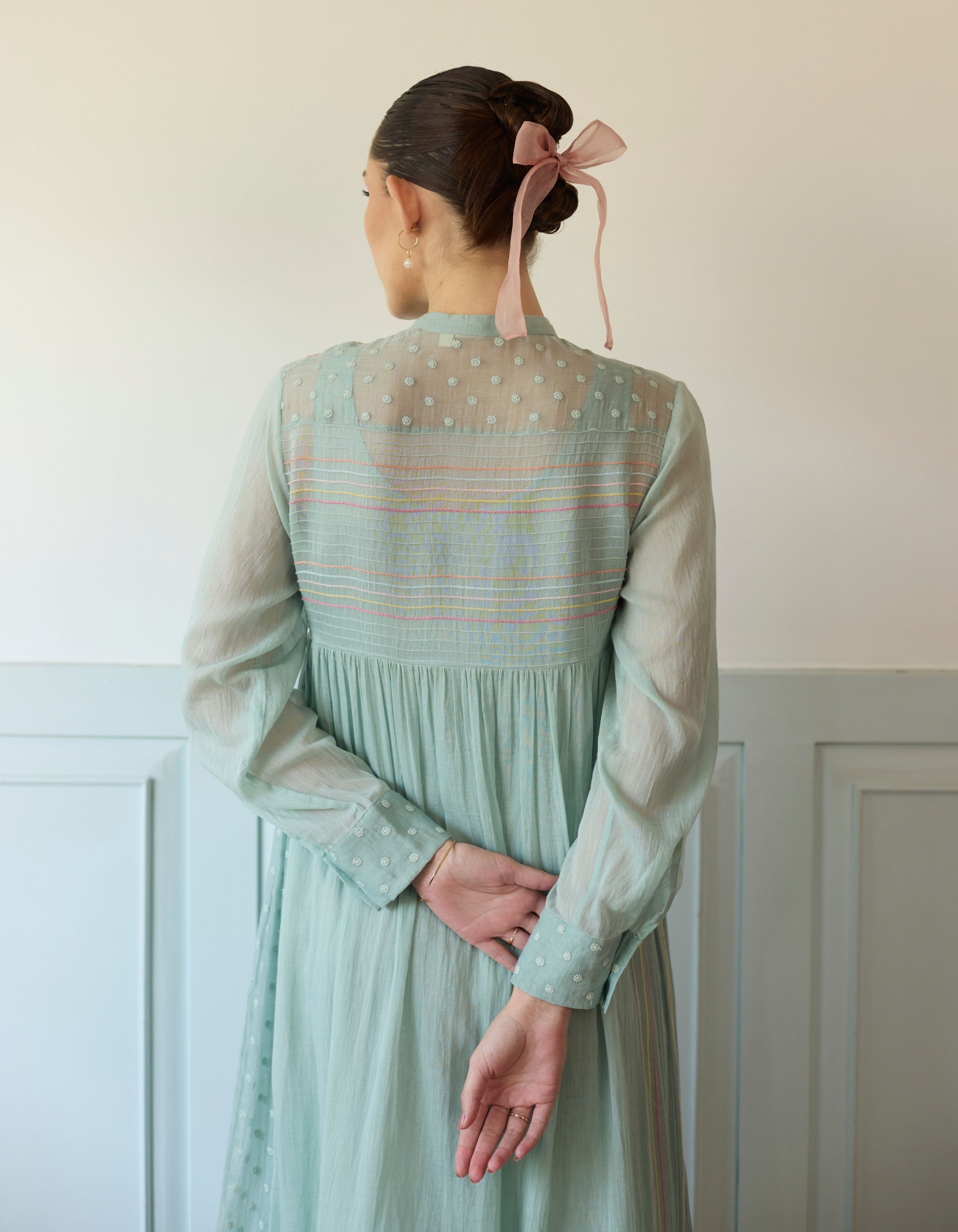 Pastel Blue All Over Embroidered Amelia Kurta Set