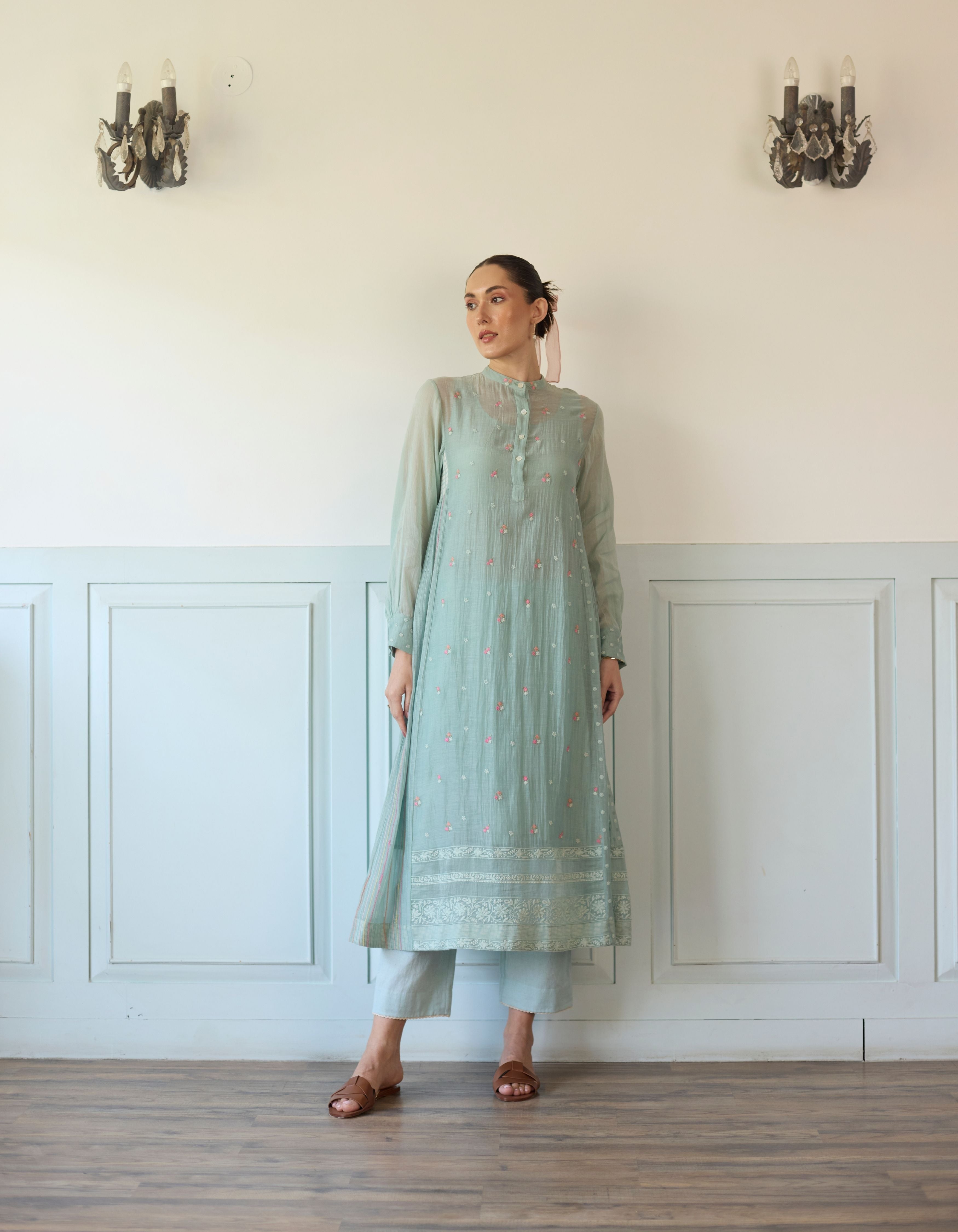 Pastel Blue All Over Embroidered Amelia Kurta Set