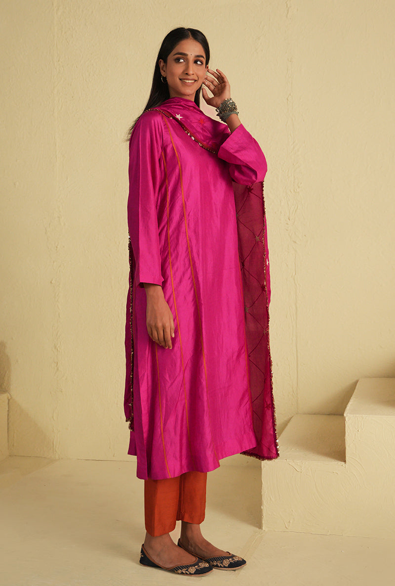 Hot Pink A-line Noorie Kurta Set