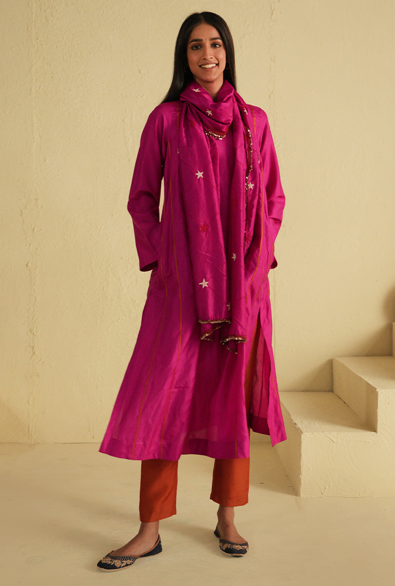 Hot Pink A-line Noorie Kurta Set