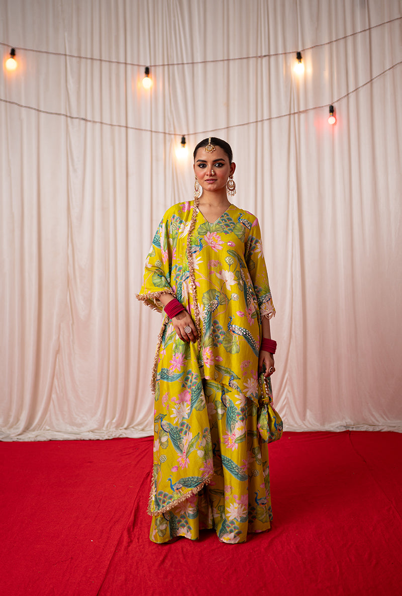 Lime Printed Kamli 2.0 Sharara Set