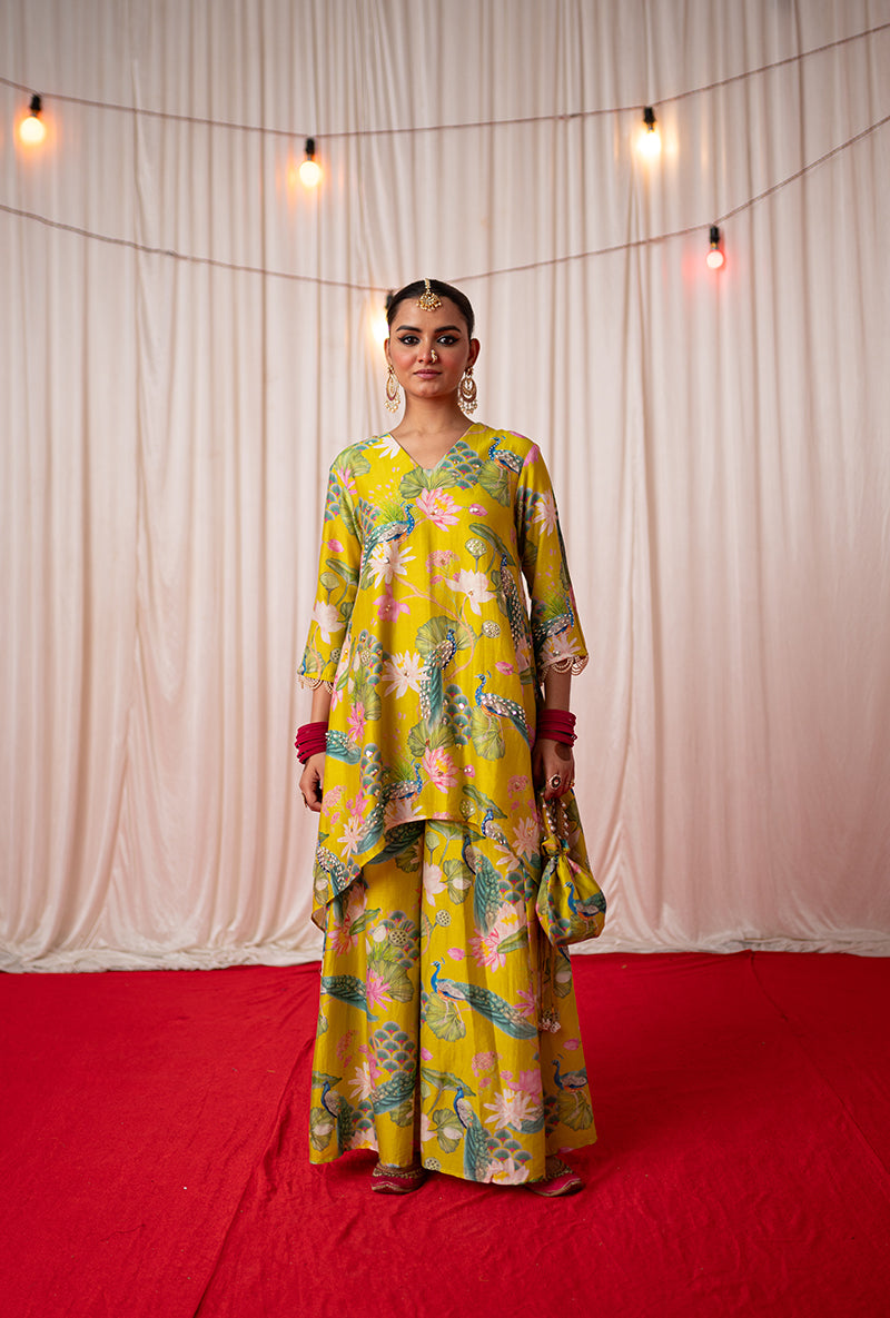 Lime Printed Kamli 2.0 Sharara Set