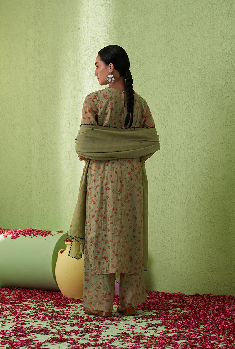 Mint Green Rose Butta Tara Kurta Set