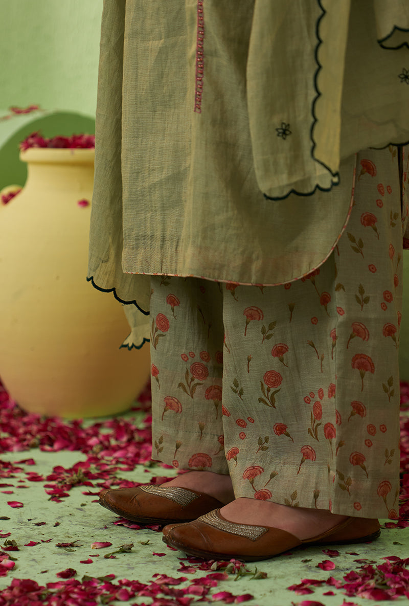 Mint Green Rose Butta Tara Kurta Set