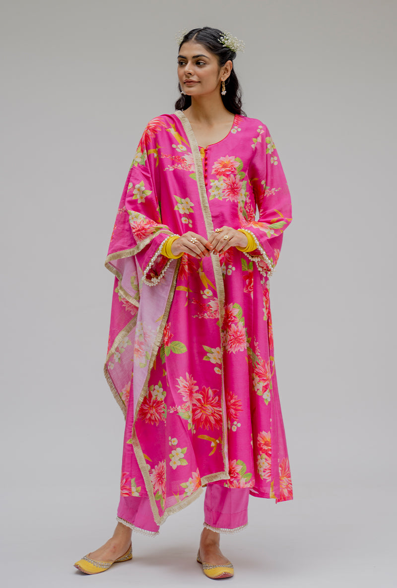 Pink Printed Nyra Kurta Set