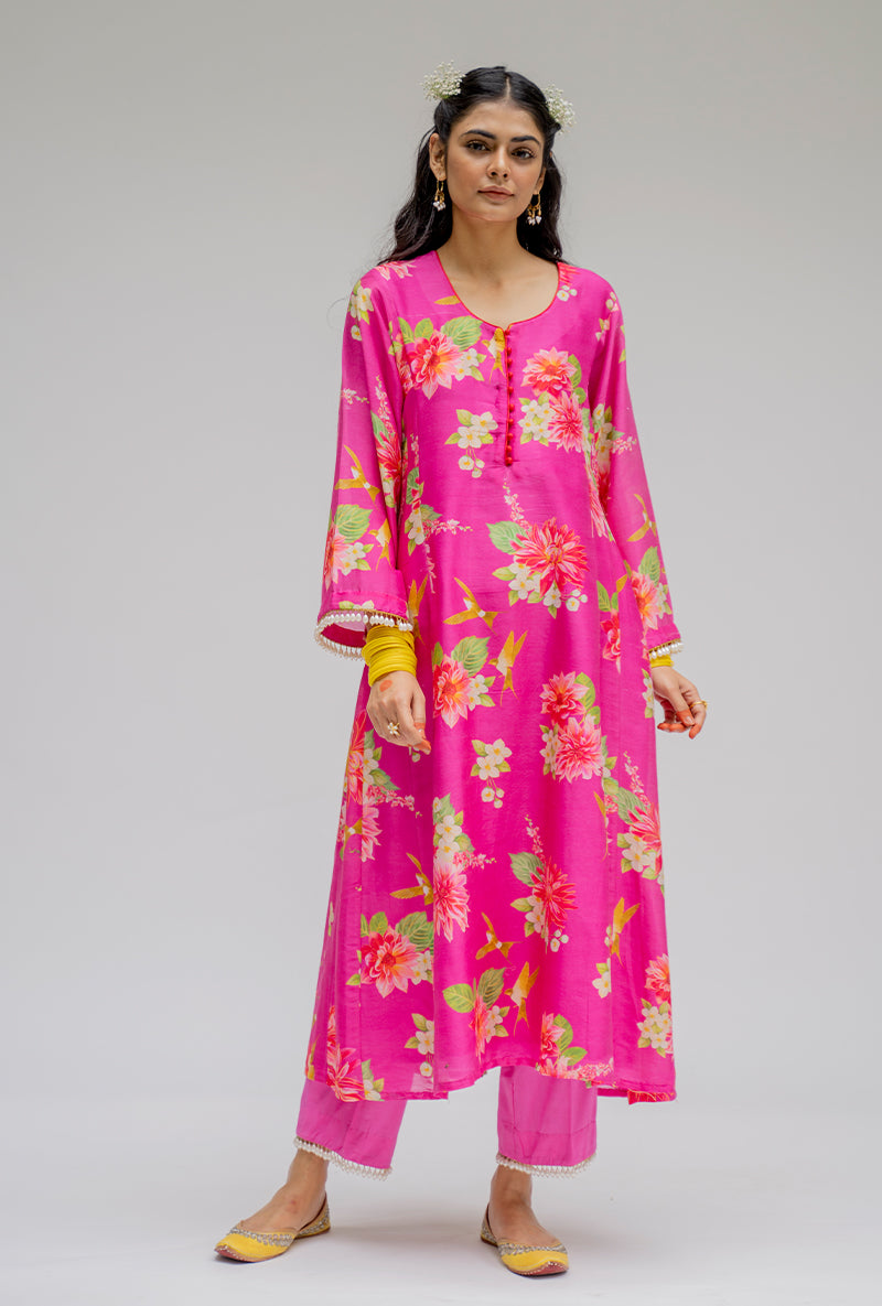 Pink Printed Nyra Kurta Set