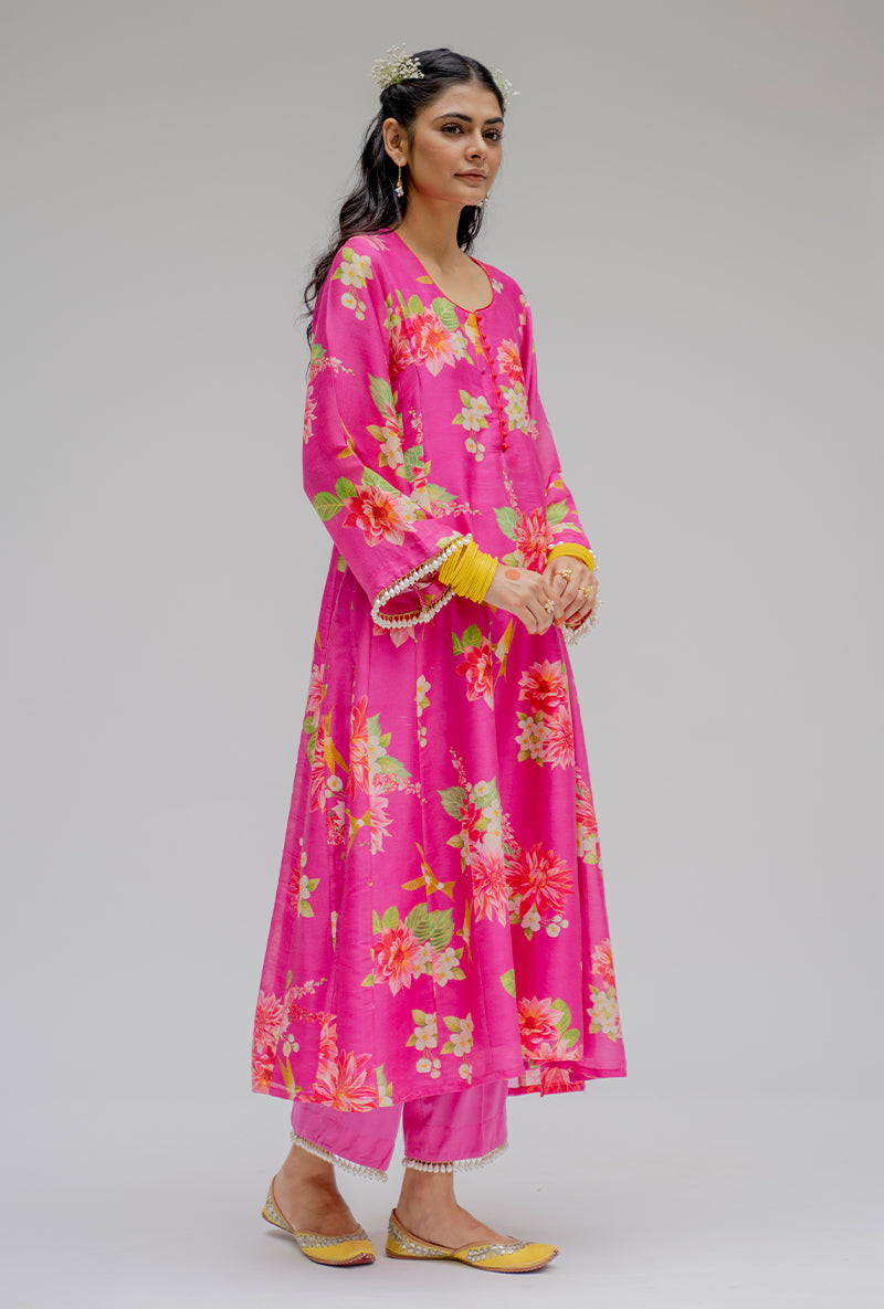 Pink Printed Nyra Kurta Set