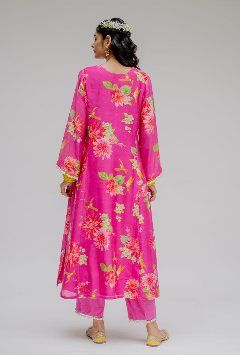 Pink Printed Nyra Kurta Set