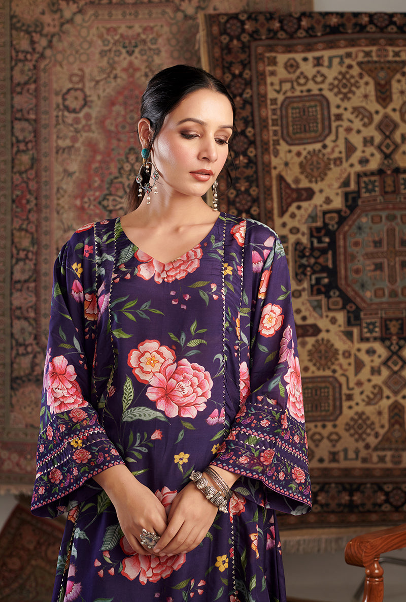 Purple Chintz Printed Aalam Kurta Set