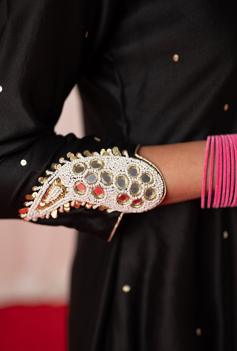 Black Embroidered A Line Kikli Kurta Set