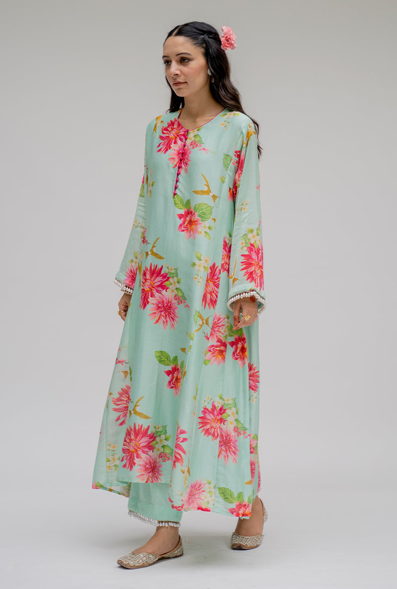 Mint Printed Nyra Kurta Set