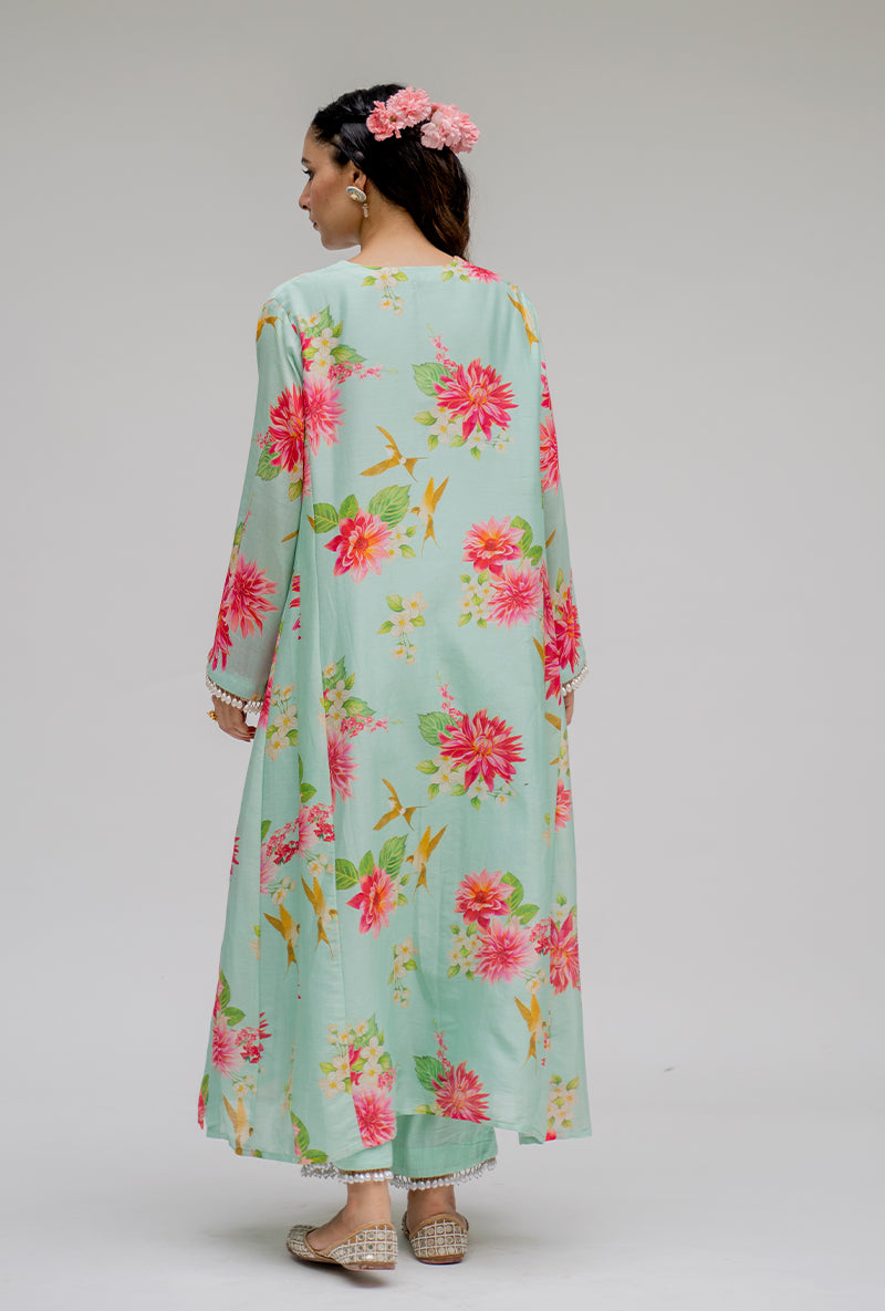 Mint Printed Nyra Kurta Set