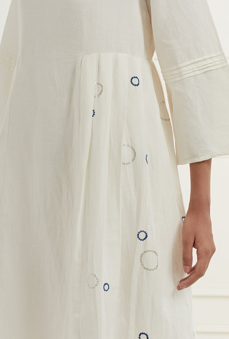 White Pleated With Embroidery Sehar Dress