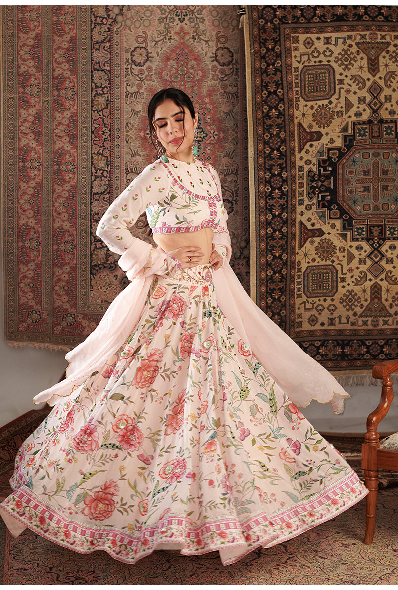 Ivory Printed Zara Aalam Lehenga Set
