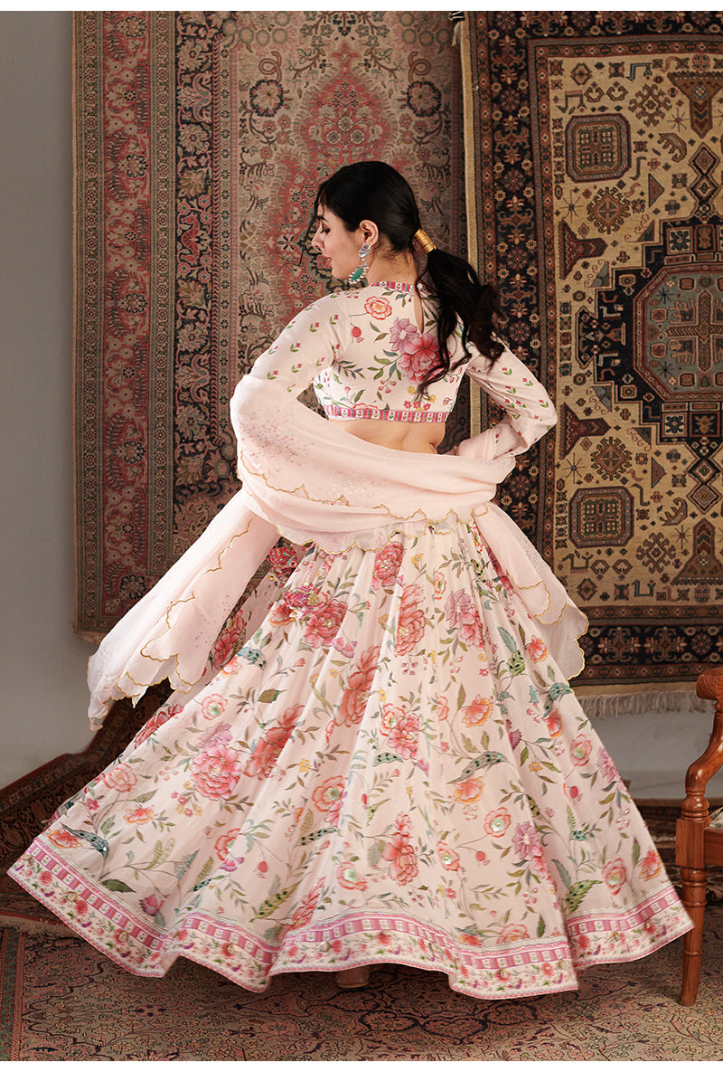 Ivory Printed Zara Aalam Lehenga Set