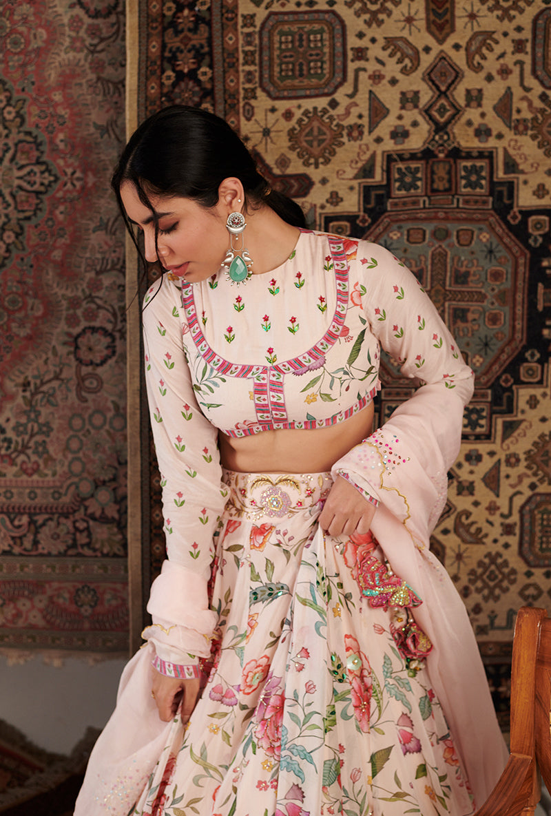 Ivory Printed Zara Aalam Lehenga Set