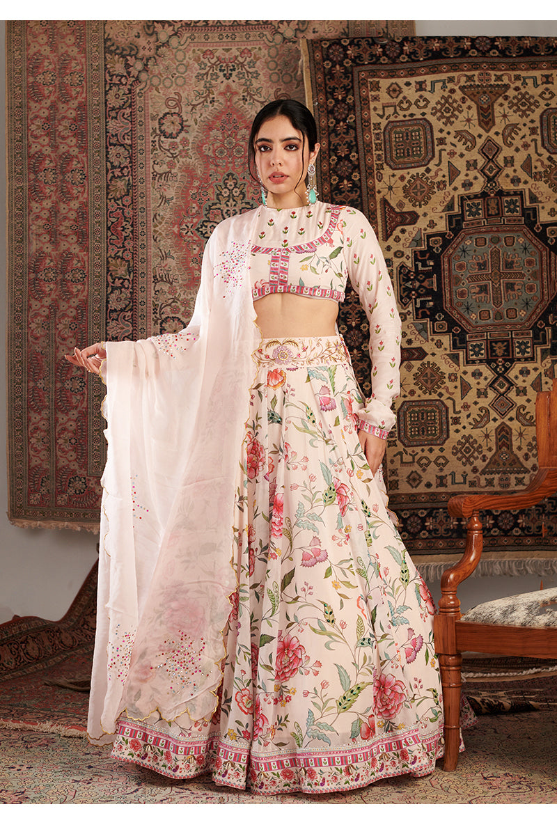 Ivory Printed Zara Aalam Lehenga Set