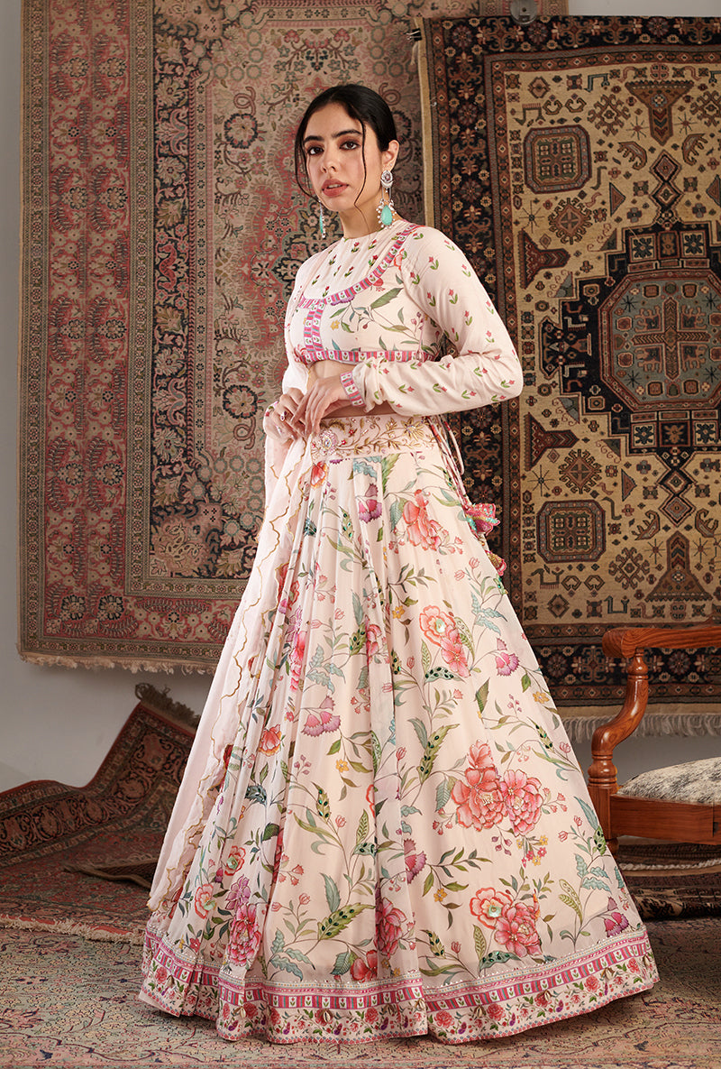 Ivory Printed Zara Aalam Lehenga Set