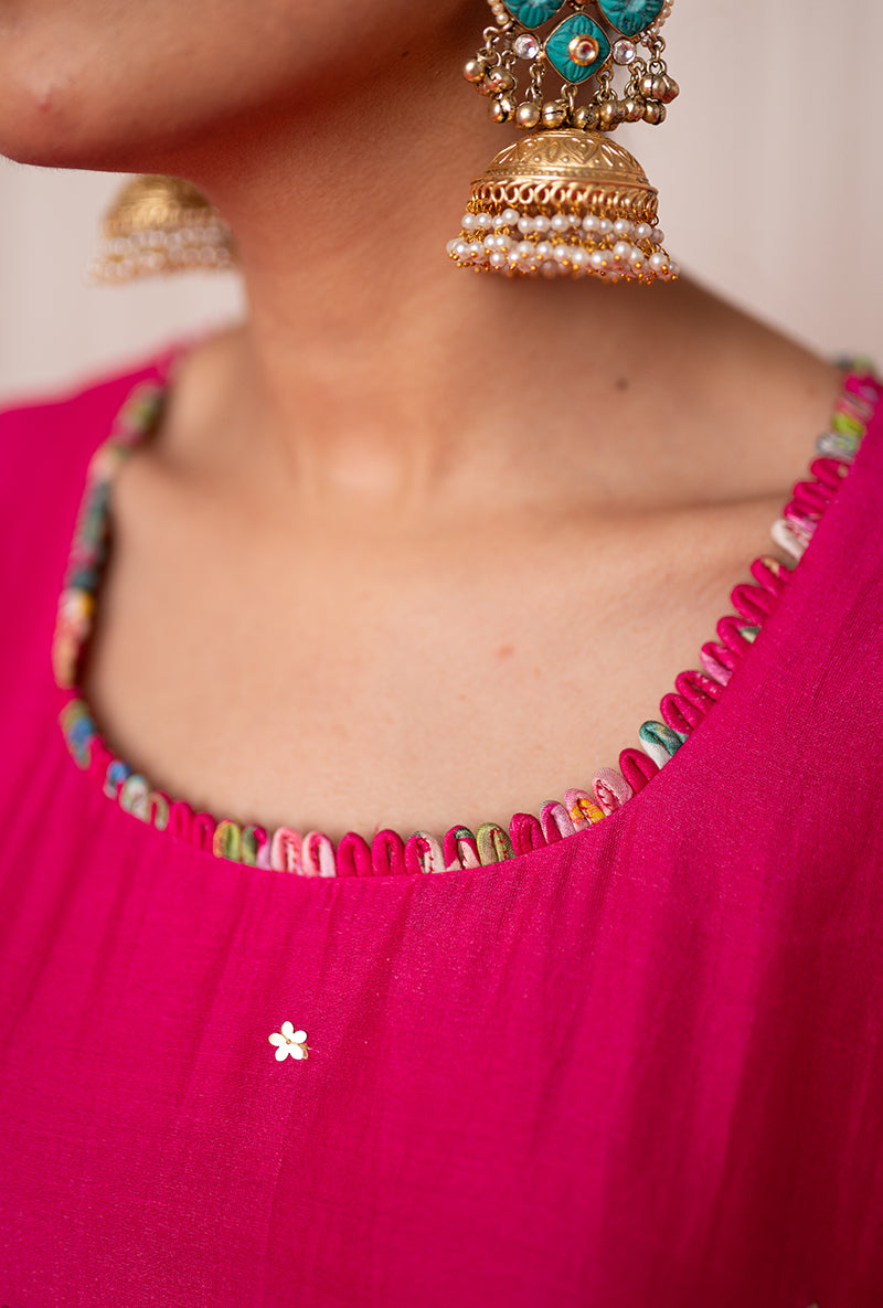 Rani Pink Printed Oversize Kamli 2.0 Kurta Set