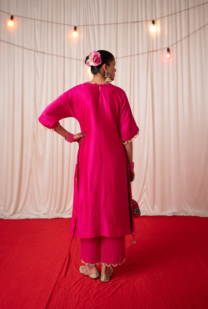 Rani Pink Printed Oversize Kamli 2.0 Kurta Set