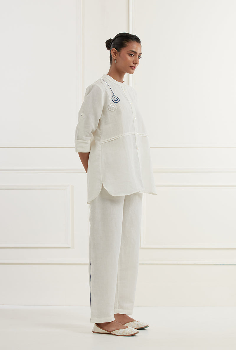 White Pittern Work Embroidery Sehar Co-Ord Set