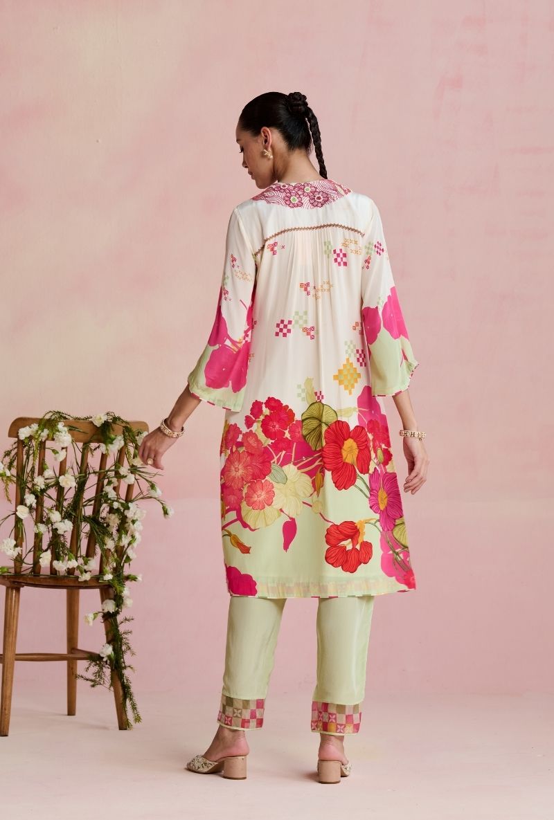 Multi Color Big Floral Printed Amara Kurta Set