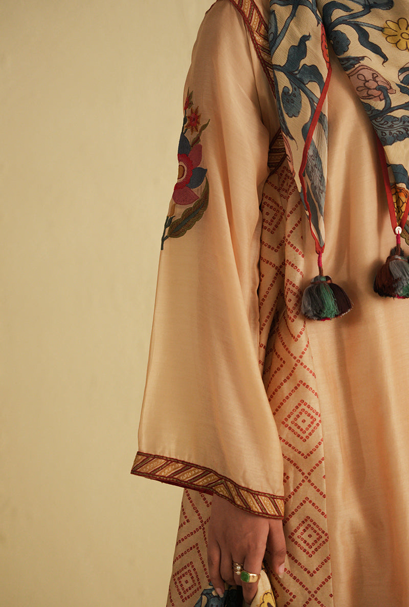 Cream Side Gathered Noorie Kurta Set