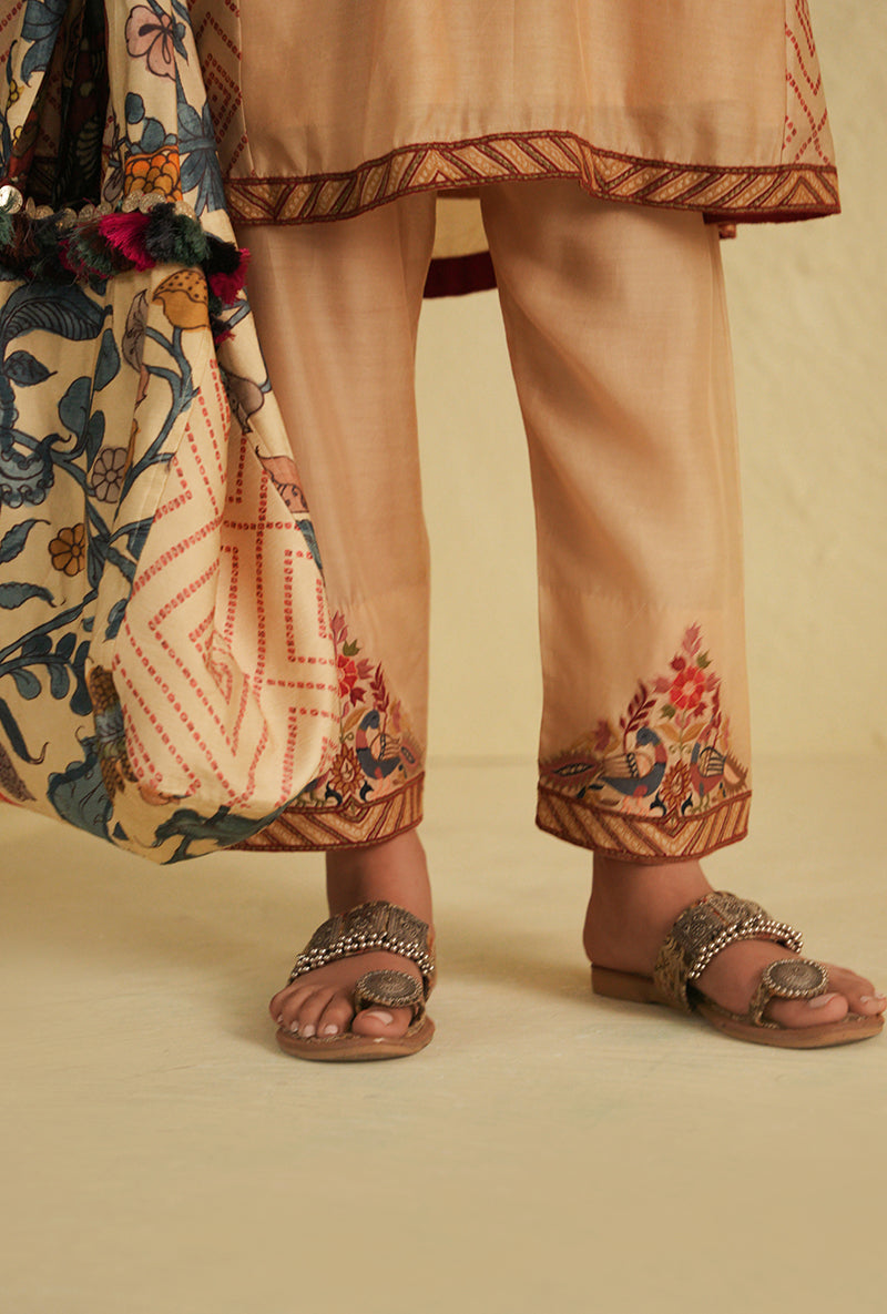 Cream Side Gathered Noorie Kurta Set