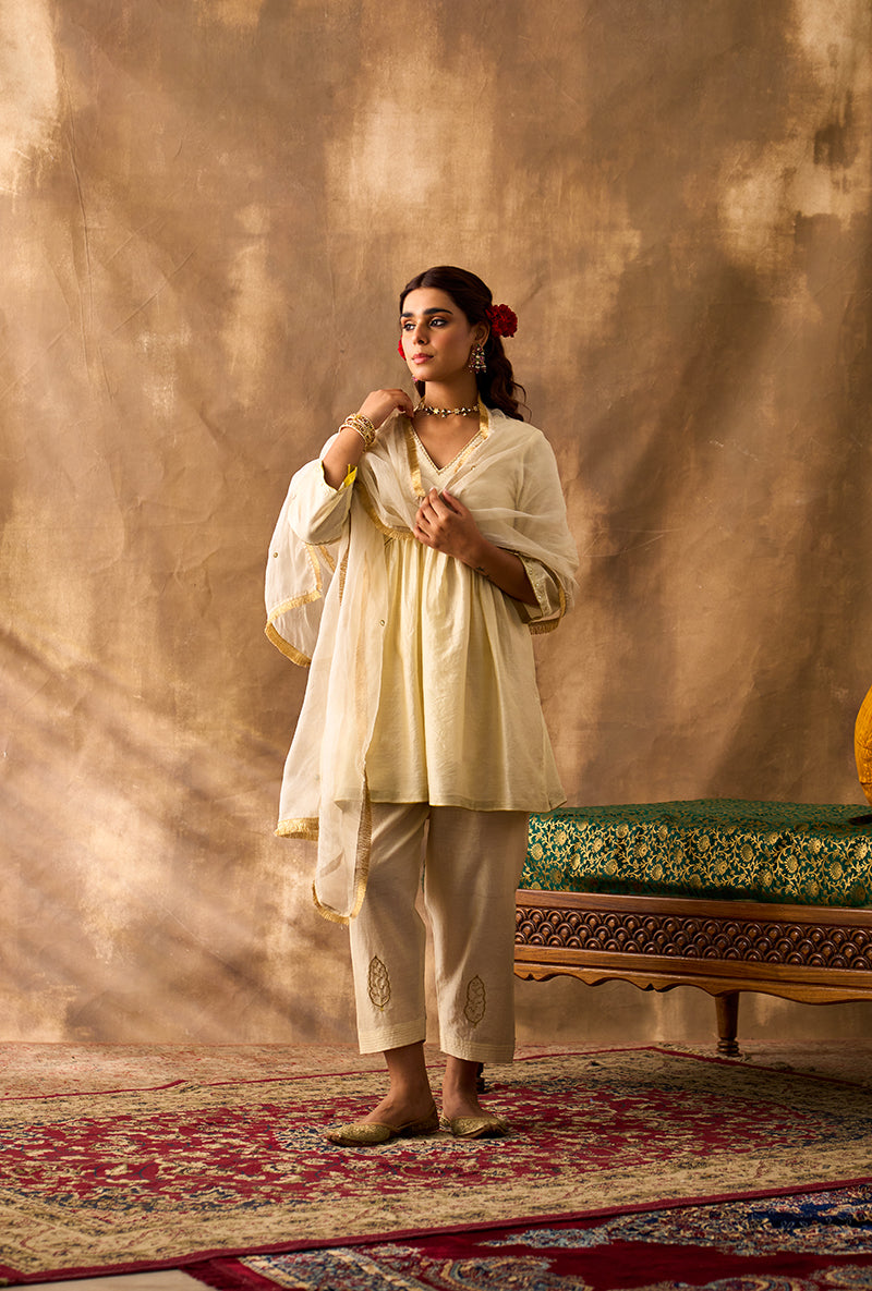 Ivory Flared Khwaab Short Salwar Set