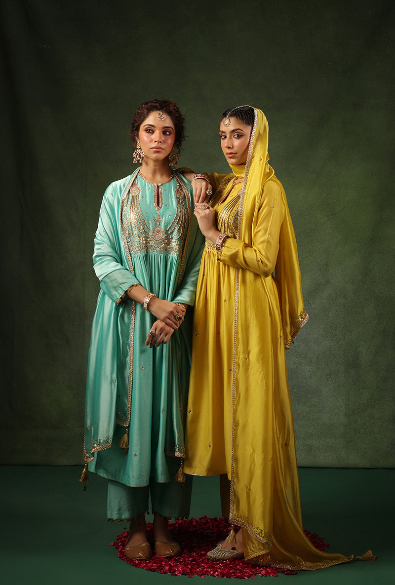 Light Blue Heavy Zardosi Yoke Ishq Kurta Set