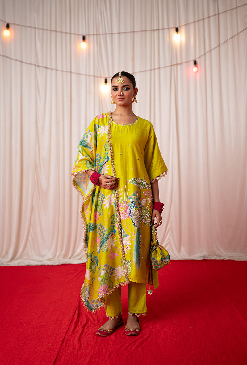 Lime Printed Oversize Kamli 2.0 Kurta Set