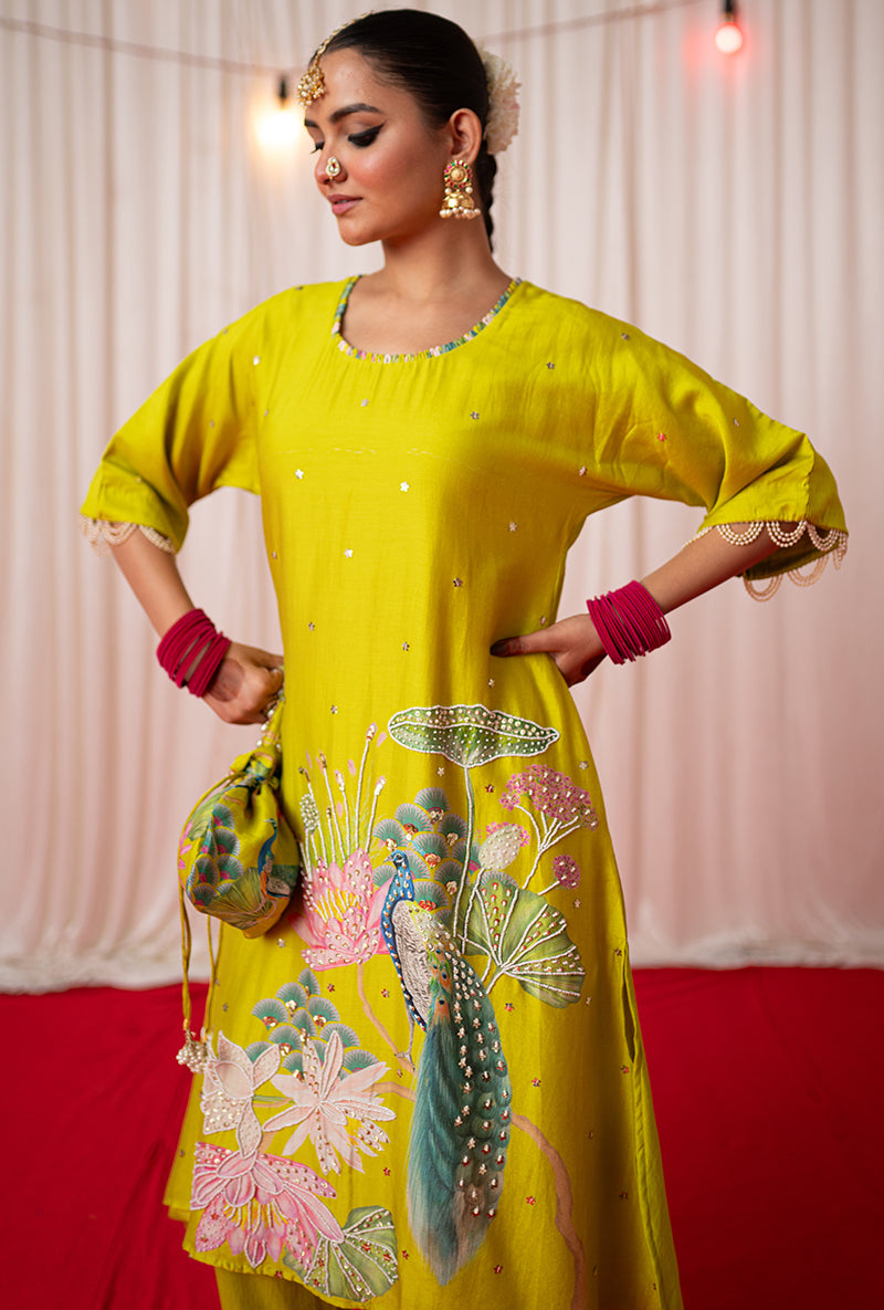 Lime Printed Oversize Kamli 2.0 Kurta Set