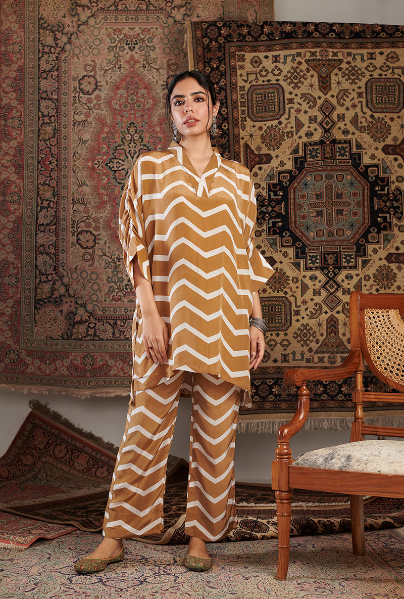 Mustard Chevron Aalam Co-ord Set