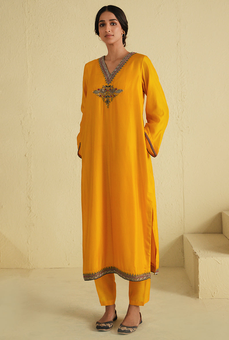 Yellow Straight Cut Noorie Kurta Set