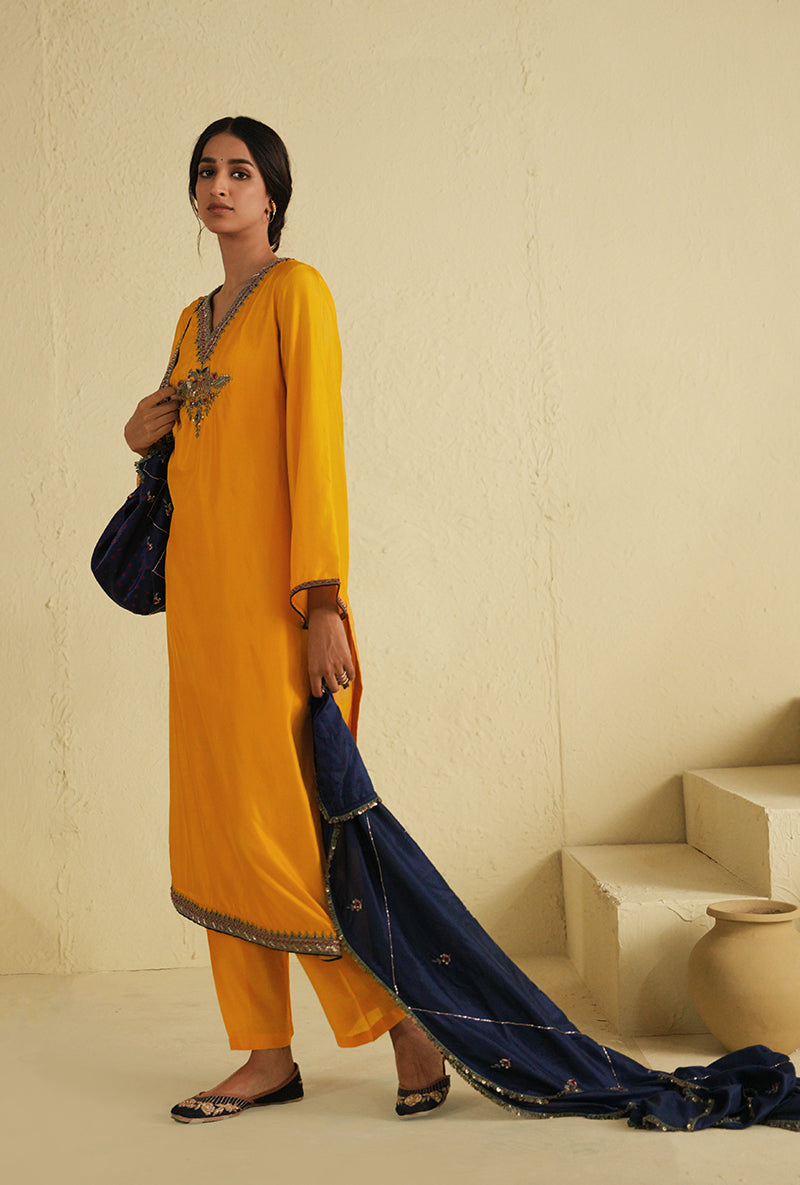 Yellow Straight Cut Noorie Kurta Set